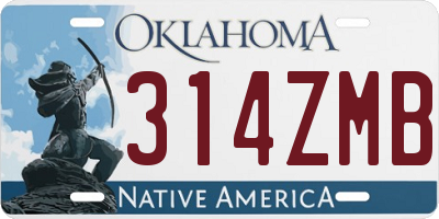 OK license plate 314ZMB