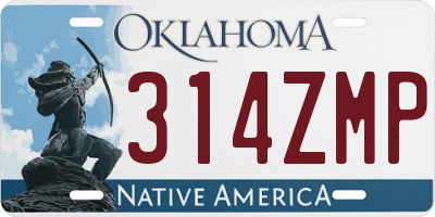 OK license plate 314ZMP