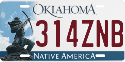 OK license plate 314ZNB