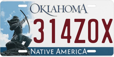 OK license plate 314ZOX