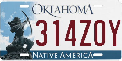 OK license plate 314ZOY