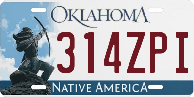 OK license plate 314ZPI
