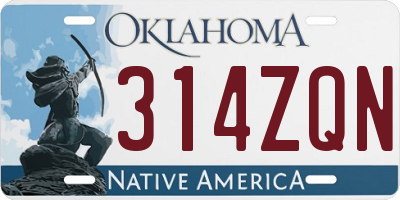 OK license plate 314ZQN