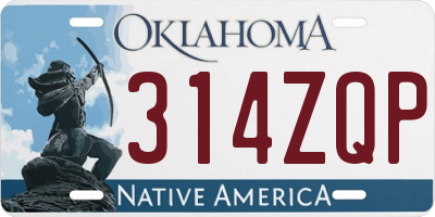 OK license plate 314ZQP