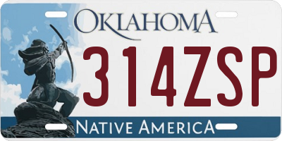 OK license plate 314ZSP