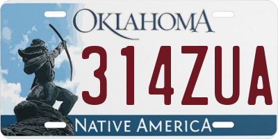 OK license plate 314ZUA