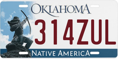 OK license plate 314ZUL