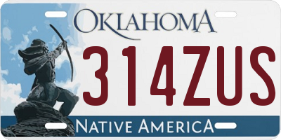 OK license plate 314ZUS