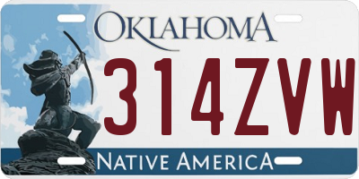OK license plate 314ZVW
