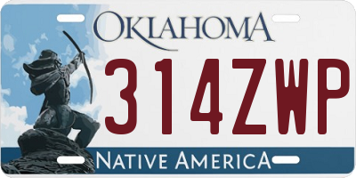 OK license plate 314ZWP