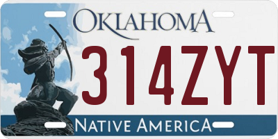 OK license plate 314ZYT