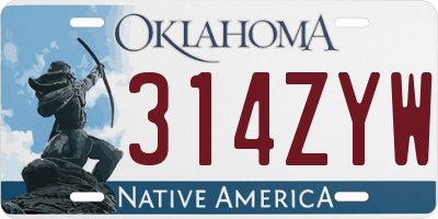 OK license plate 314ZYW