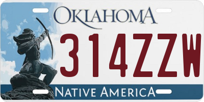 OK license plate 314ZZW