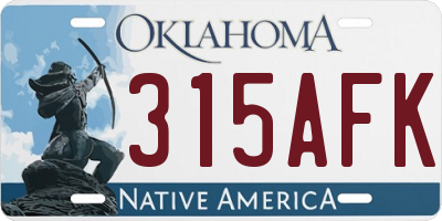 OK license plate 315AFK