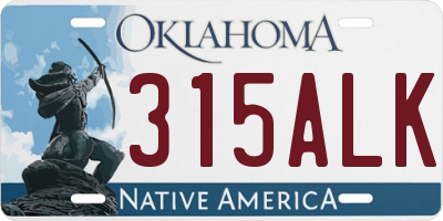 OK license plate 315ALK