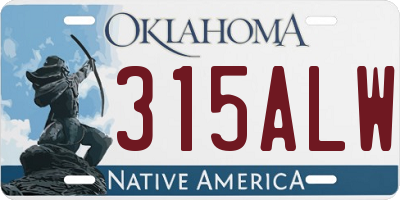OK license plate 315ALW