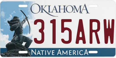 OK license plate 315ARW