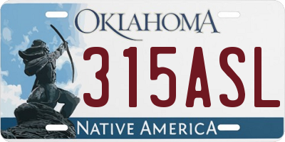 OK license plate 315ASL
