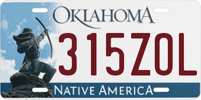 OK license plate 315ZOL