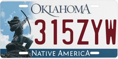 OK license plate 315ZYW