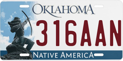 OK license plate 316AAN