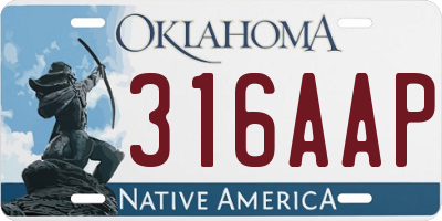 OK license plate 316AAP