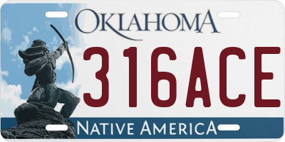 OK license plate 316ACE