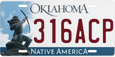 OK license plate 316ACP