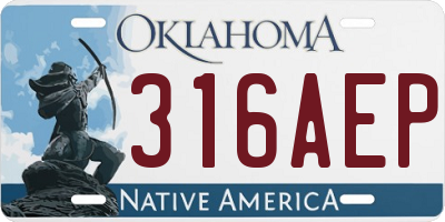 OK license plate 316AEP
