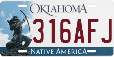 OK license plate 316AFJ