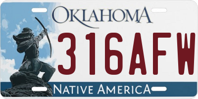 OK license plate 316AFW