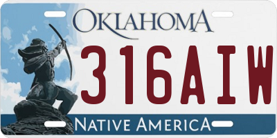 OK license plate 316AIW