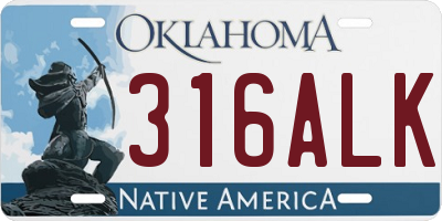 OK license plate 316ALK