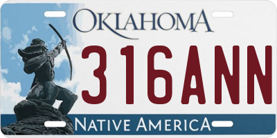 OK license plate 316ANN