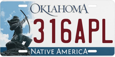 OK license plate 316APL