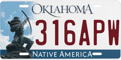 OK license plate 316APW