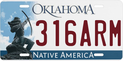 OK license plate 316ARM