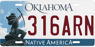OK license plate 316ARN