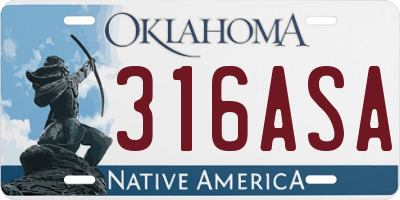 OK license plate 316ASA