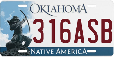 OK license plate 316ASB