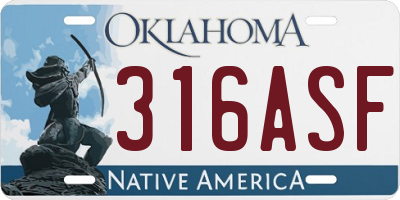 OK license plate 316ASF