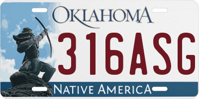 OK license plate 316ASG