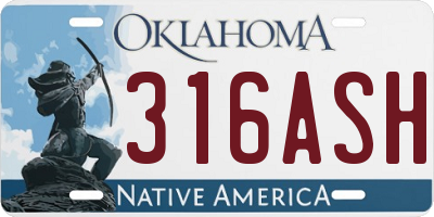 OK license plate 316ASH