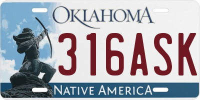 OK license plate 316ASK