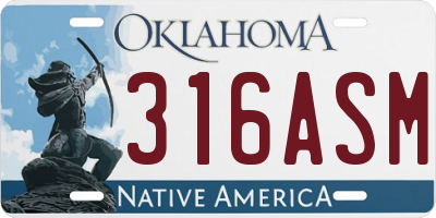 OK license plate 316ASM