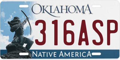 OK license plate 316ASP