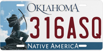 OK license plate 316ASQ