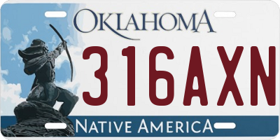 OK license plate 316AXN