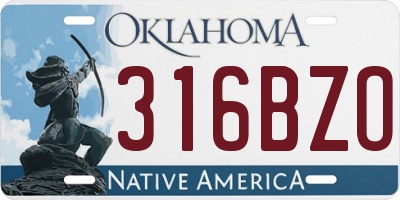 OK license plate 316BZO