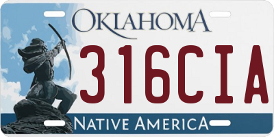 OK license plate 316CIA